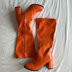 orange gogo boots